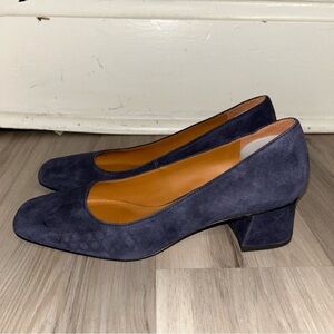 Chic Navy Suede Block Heels